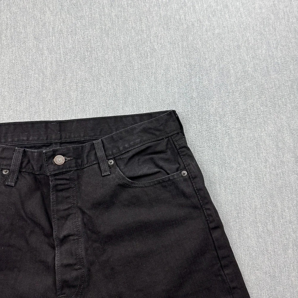 Levis 501 Jeans Mens 36X32 Black Button Fly Straight Cotton Classic Denim Pants